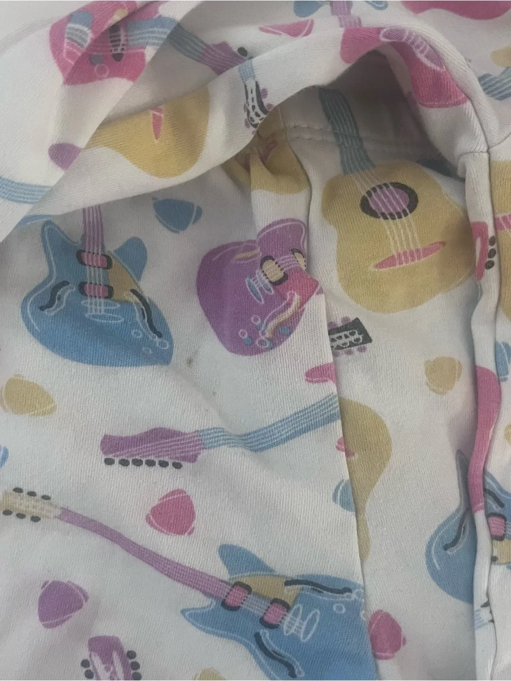 Magnolia Baby Baby Girl Pima Pink Trim Pajamas With Guitar Print 18/24m Long